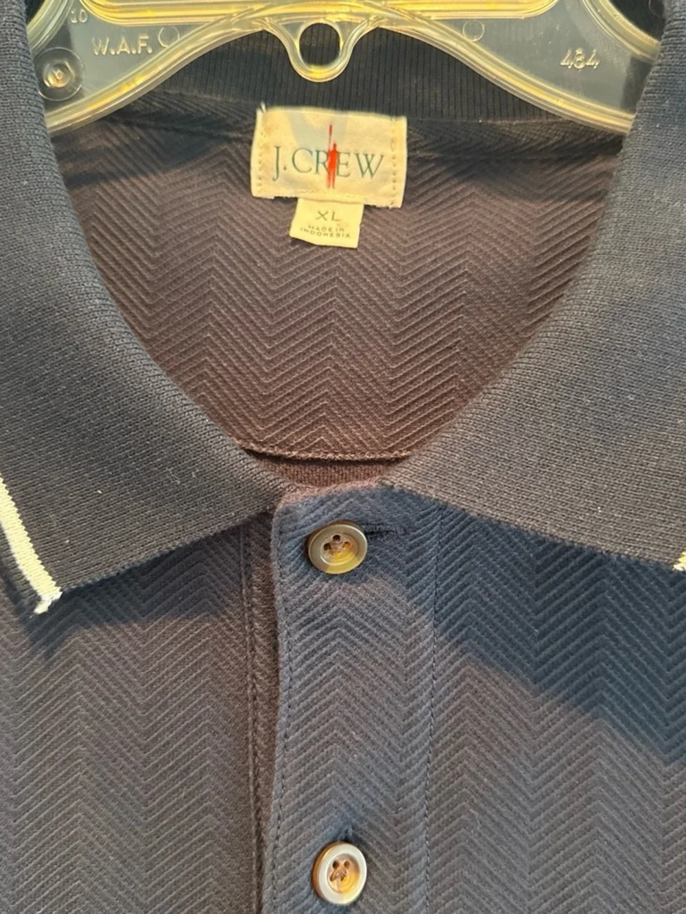J crew men’s polo navy blue herringbone